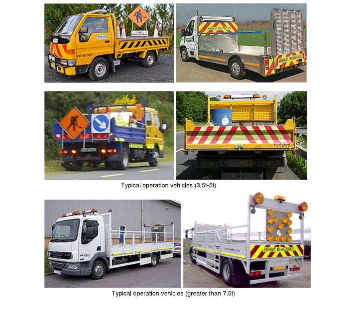 Typical operation vehicles for temporary traffic management
