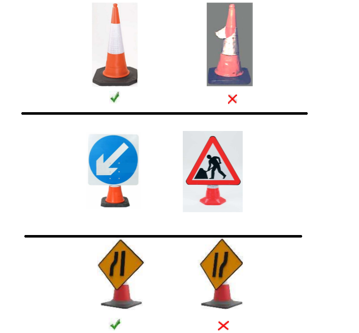 use of cones for traffic diversion in TTM