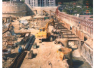 use of sheet pile to protect excavation of cut