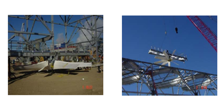 Assembly of Motor Bridge with Drive unit and Fan Blades
